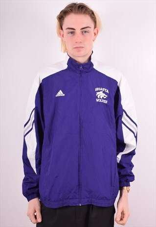 ADIDAS MENS VINTAGE TRACKSUIT TOP JACKET MEDIUM PURPLE 90S