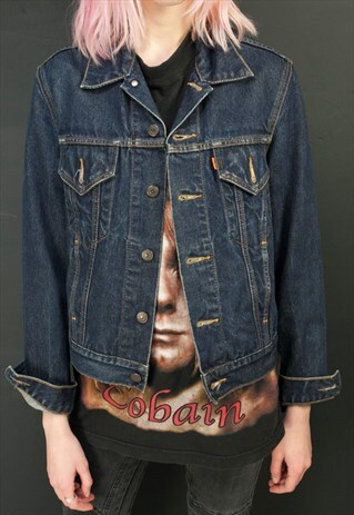 DARK BLUE CROPPED DENIM JACKET
