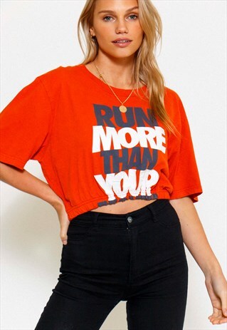 VINTAGE 90'S REWORKED CROPPED ORANGE NIKE T-SHIRT