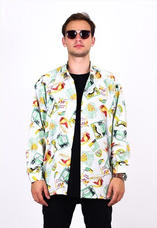 VINTAGE 90S COLOURFUL LONG SLEEVE SHIRT