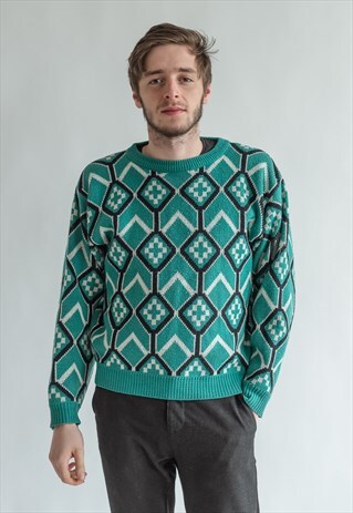 VINTAGE 80S GREEN FUNKY JUMPER