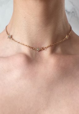 Jasmine: Dainty Gold Star Choker Necklace