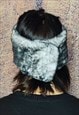 FAUX FUR HEADBAND LUXURY FLEECE HEAD COVER IN VINTAGE GREY