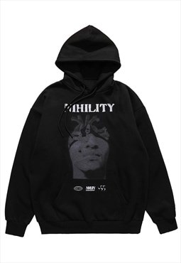 Gothic hoodie creepy face pullover punk top nihility jumper