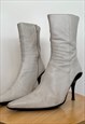 Y2K VINTAGE POINTY REAL LEATHER ANKLE BOOTS