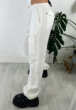 Vintage 90s White Linen Trousers