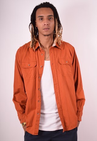 WRANGLER MENS VINTAGE SHIRT MEDIUM ORANGE 90S