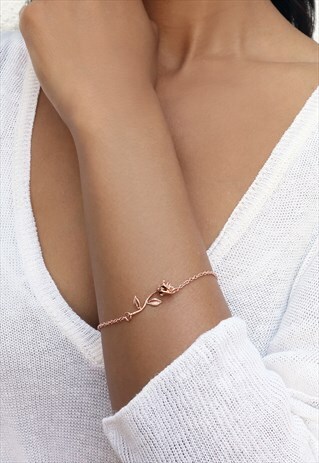 GOLD ROSE CHARM BRACELET