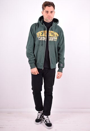 CHAMPION MENS VINTAGE HOODIE JACKET MEDIUM GREEN 90'S