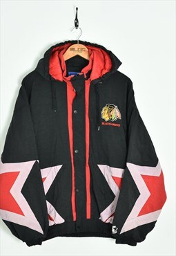Vintage  Starter Chicago Blackhawks Coat Black Medium