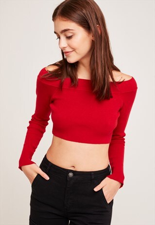 OFF THE SHOULDER JUMPER - RED