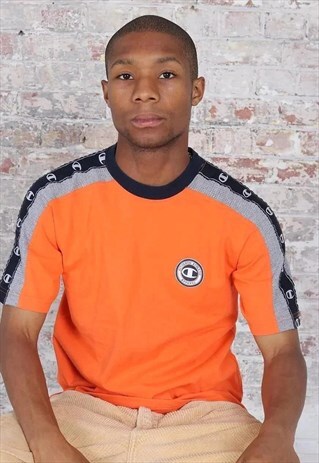VINTAGE CHAMPION TAPE LOGO T-SHIRT ORANGE