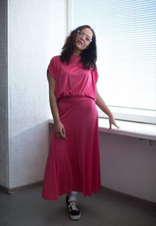 VINTAGE 80'S PINK SHORT SLEEVED DRESS