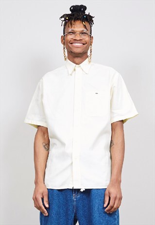 VINTAGE 90'S LACOSTE PALE YELLOW SHORT-SLEEVED SHIRT