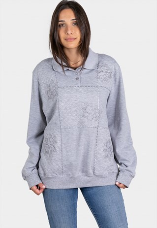 VINTAGE 80S SWEATSHIRT JUMPER EMBROIDERY PRINTED / SP201785