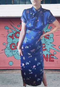 Vintage Oriental Blue Midaxi Dress