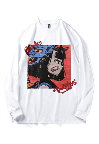 KALODIS CARTOON ANIME CHARACTER PRINT LONG-SLEEVED T-SHIRT