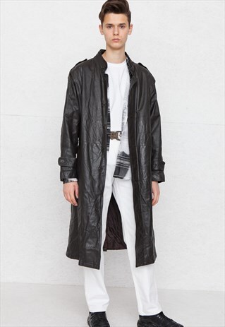VINTAGE DARK BROWN LEATHER COAT
