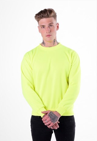 ESSENTIAL BLANK PULLOVER JUMPER - NEON ELECTRIC YELLOW