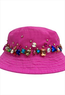 Quillattire Exclusive Pink Embellished Bucket Hat
