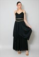 70's John Charles London Black Gold Evening Maxi Dress 