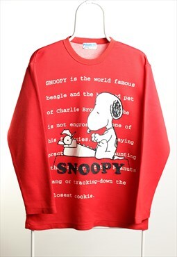 Vintage Peanuts Crewneck Snoopy Print Sweatshirt Red