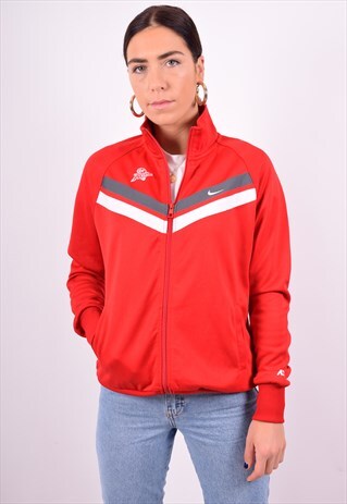 NIKE WOMENS VINTAGE TRACKSUIT TOP JACKET LARGE RED 90'S
