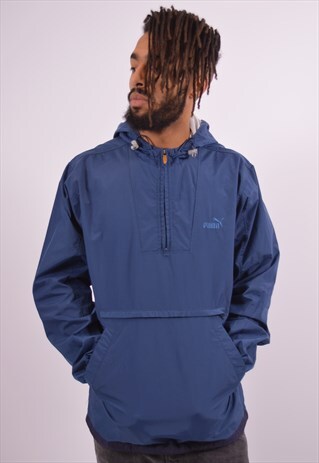 PUMA MENS VINTAGE PULLOVER JACKET MEDIUM NAVY BLUE 90S