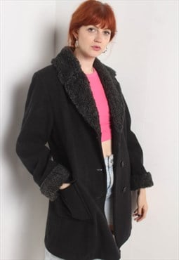 Vintage 90's Wool Mac Jacket Black