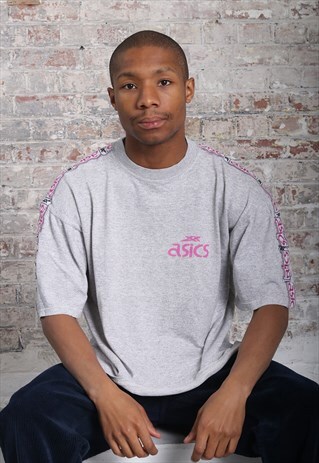 VINTAGE ASICS TAPE LOGO T-SHIRT GREY