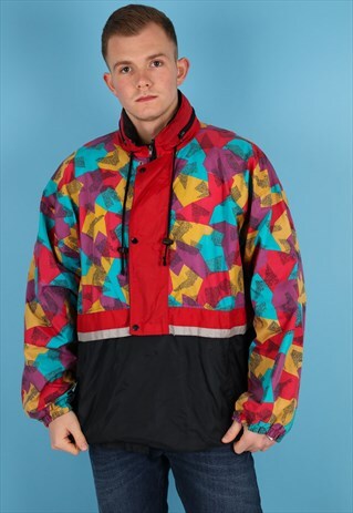 VINTAGE WINDBREAKER JACKET IN MULTI NJ744