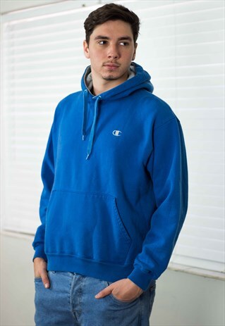 VINTAGE CHAMPION LOGO HOODIE SWEATSHIRT 90S M 21.6