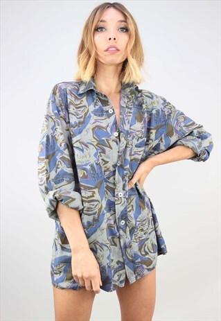 VINTAGE OVERSIZED LONG SLEEVE PATTERNED SHIRT