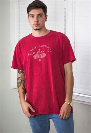 VINTAGE POLO RALPH LAUREN T-SHIRT LOGO 90S L 7.7