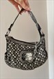 00S GUESS MONOGRAM GREY & SILVER CHAIN DETAIL SMALL BAG