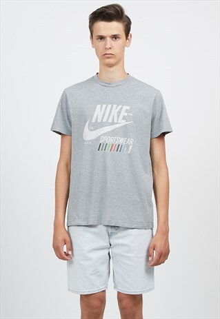 90S VINTAGE GREY NIKE LOGO CREW NECK T-SHIRT