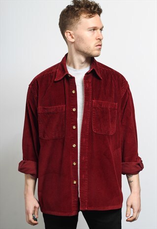 VINTAGE CORDUROY CORD SHIRT RED