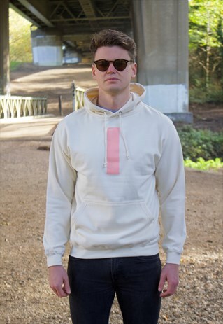 HOODIE IN LIGHT YELLOW WITH FRONT PINK PRINT