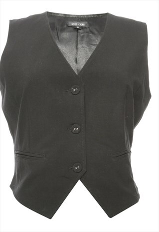 VINTAGE BEYOND RETRO BLACK BUTTON FRONT WAISTCOAT - M