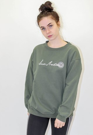 VINTAGE USA SAN ANTONIO EMBROIDERED SWEATSHIRT IN GREEN M