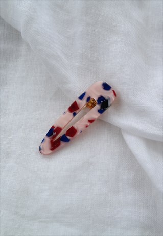 PINK AND BLUE CAMO PRINT HAIR CLIP
