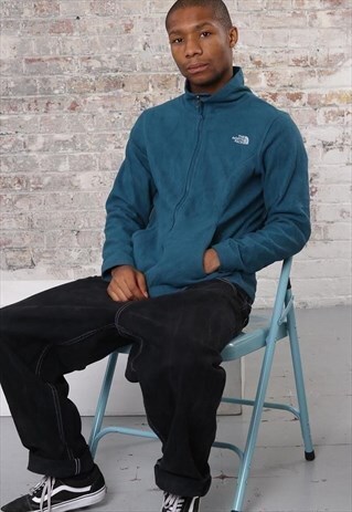 VINTAGE THE NORTH FACE LOGO FULL ZIP FLEECE BLUE