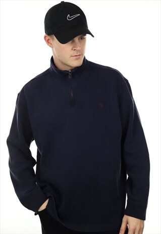 VINTAGE RALPH LAUREN 1/4 ZIP SWEATSHIRT NAVY