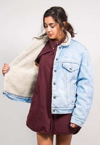 90'S VINTAGE LEVI'S FAUX SHERLING LINED DENIM JACKET