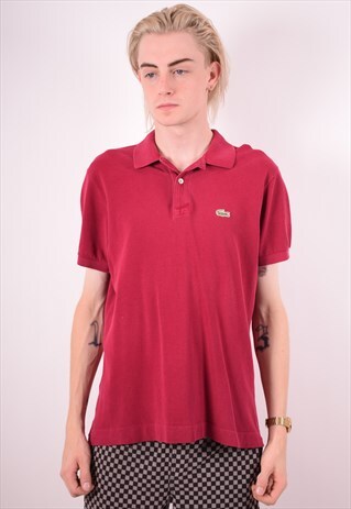 LACOSTE MENS VINTAGE POLO SHIRT LARGE MAROON 90S