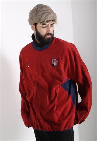 VINTAGE NIKE USA SOCCER FLEECE SWEATSHIRT RED