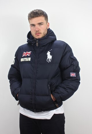 90'S RETRO NAVY PATCH PUFFER JACKET