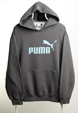 Vintage Puma Logo Hoodie Grey