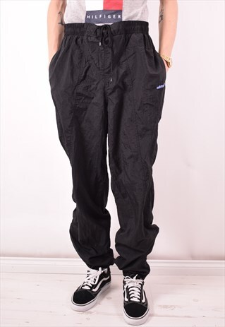 ADIDAS MENS VINTAGE TRACKSUIT TROUSERS XL BLACK 90S