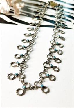 1970's Silver & Turquoise Figure of Eight Chain